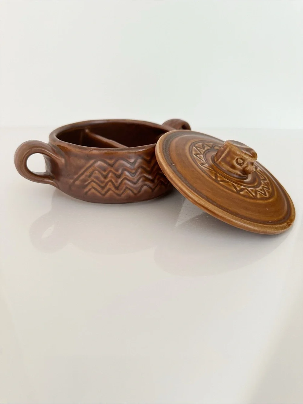 Vintage Hall China 1793 Eagle Nest Brown Covered Casserole Soup Bowl With Lid